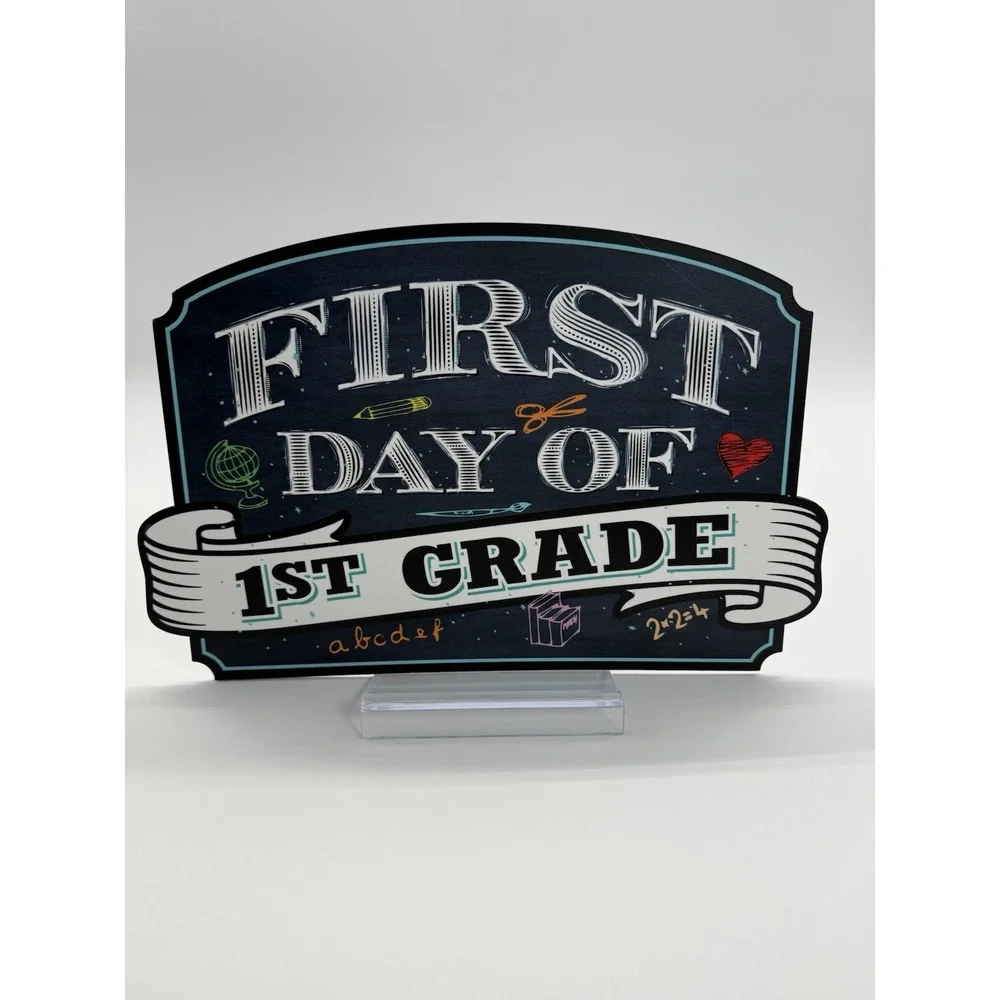 Wood Signs First Day‎ of Preschool -Kindergarten -1st Chalkboard Style Board